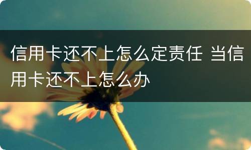 信用卡还不上怎么定责任 当信用卡还不上怎么办