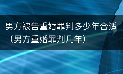 男方被告重婚罪判多少年合适（男方重婚罪判几年）