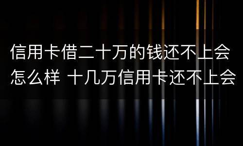 信用卡借二十万的钱还不上会怎么样 十几万信用卡还不上会怎样
