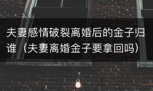 夫妻感情破裂离婚后的金子归谁（夫妻离婚金子要拿回吗）