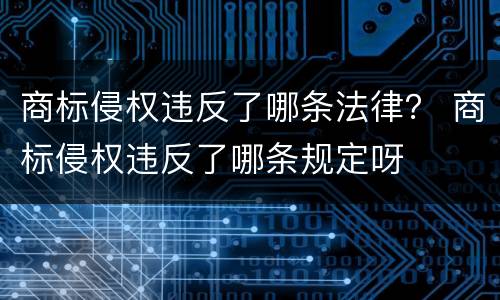 商标侵权违反了哪条法律？ 商标侵权违反了哪条规定呀