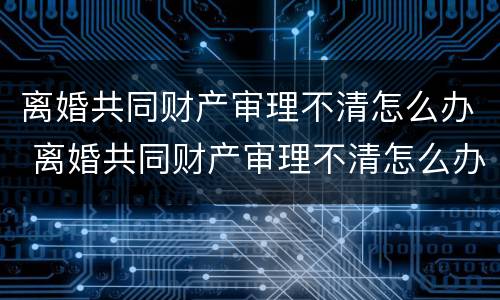 离婚共同财产审理不清怎么办 离婚共同财产审理不清怎么办呢