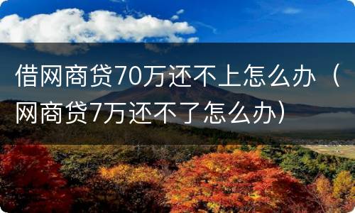 借网商贷70万还不上怎么办（网商贷7万还不了怎么办）