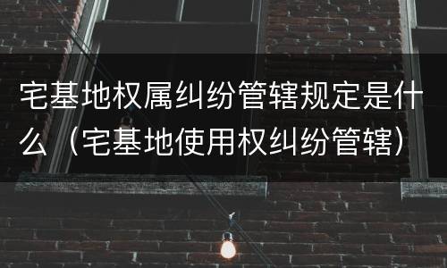 宅基地权属纠纷管辖规定是什么（宅基地使用权纠纷管辖）
