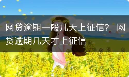 网贷逾期一般几天上征信？ 网贷逾期几天才上征信