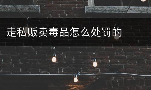 走私贩卖毒品怎么处罚的