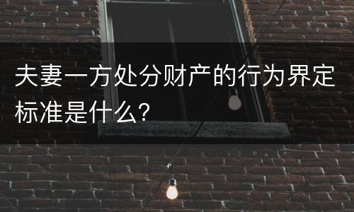夫妻一方处分财产的行为界定标准是什么？