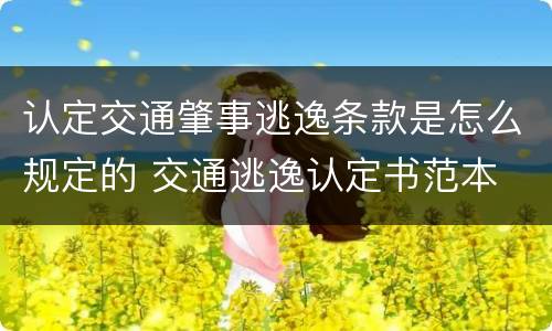 认定交通肇事逃逸条款是怎么规定的 交通逃逸认定书范本