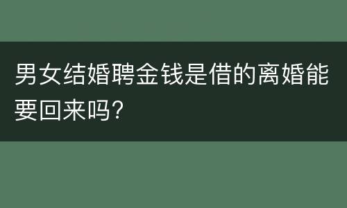 男女结婚聘金钱是借的离婚能要回来吗?