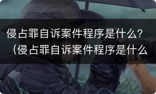 侵占罪自诉案件程序是什么？（侵占罪自诉案件程序是什么样的）