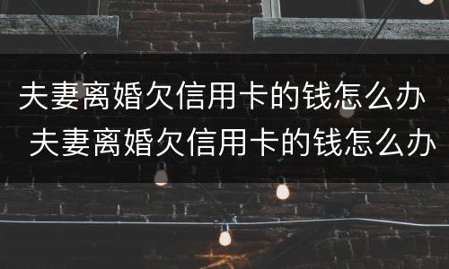 夫妻离婚欠信用卡的钱怎么办 夫妻离婚欠信用卡的钱怎么办理