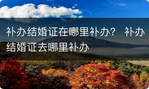 补办结婚证在哪里补办？ 补办结婚证去哪里补办