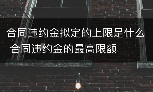 合同违约金拟定的上限是什么 合同违约金的最高限额