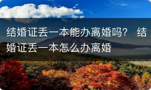 结婚证丢一本能办离婚吗？ 结婚证丢一本怎么办离婚