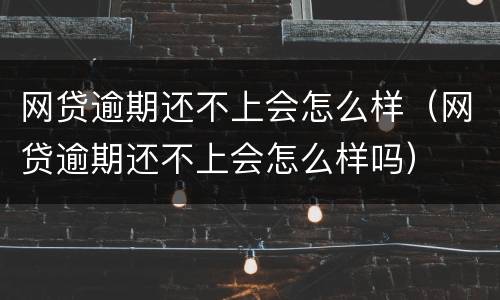 网贷逾期还不上会怎么样（网贷逾期还不上会怎么样吗）