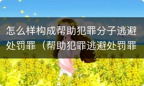 怎么样构成帮助犯罪分子逃避处罚罪（帮助犯罪逃避处罚罪判）