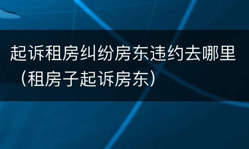 起诉租房纠纷房东违约去哪里（租房子起诉房东）