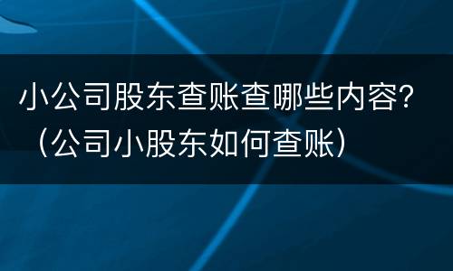 小公司股东查账查哪些内容？（公司小股东如何查账）