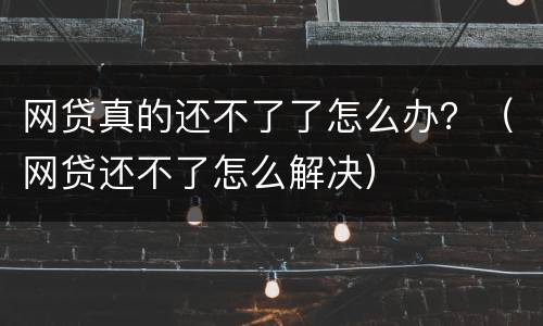 网贷真的还不了了怎么办？（网贷还不了怎么解决）