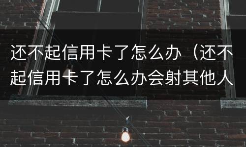 还不起信用卡了怎么办（还不起信用卡了怎么办会射其他人吗）