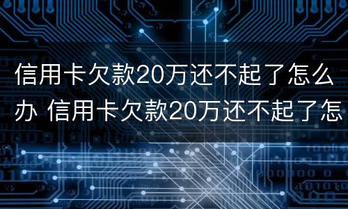信用卡欠款20万还不起了怎么办 信用卡欠款20万还不起了怎么办理