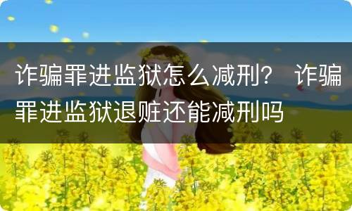 诈骗罪进监狱怎么减刑？ 诈骗罪进监狱退赃还能减刑吗