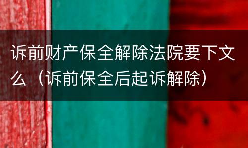 诉前财产保全解除法院要下文么（诉前保全后起诉解除）