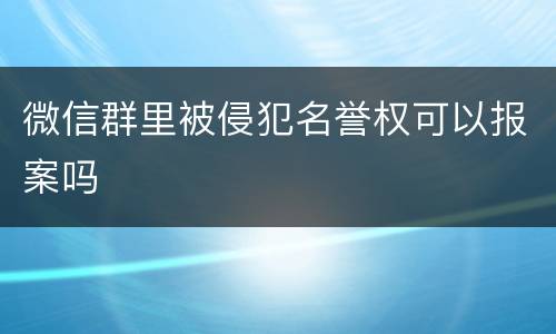 微信群里被侵犯名誉权可以报案吗