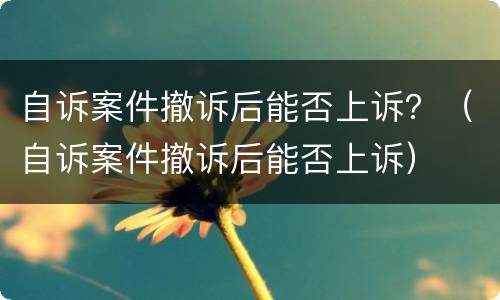 自诉案件撤诉后能否上诉？（自诉案件撤诉后能否上诉）