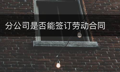 分公司是否能签订劳动合同