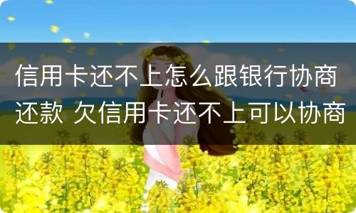 信用卡还不上怎么跟银行协商还款 欠信用卡还不上可以协商还款吗