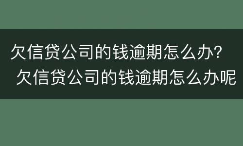 欠信贷公司的钱逾期怎么办？ 欠信贷公司的钱逾期怎么办呢