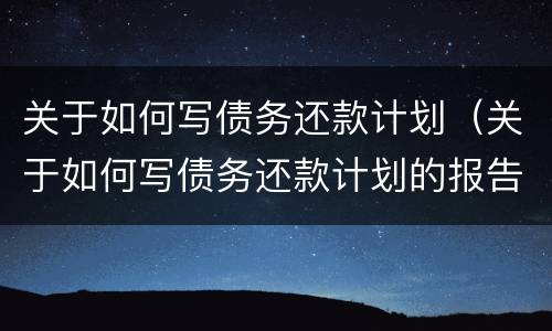 关于如何写债务还款计划（关于如何写债务还款计划的报告）