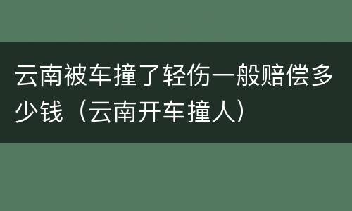 云南被车撞了轻伤一般赔偿多少钱（云南开车撞人）