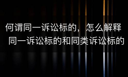 何谓同一诉讼标的，怎么解释 同一诉讼标的和同类诉讼标的