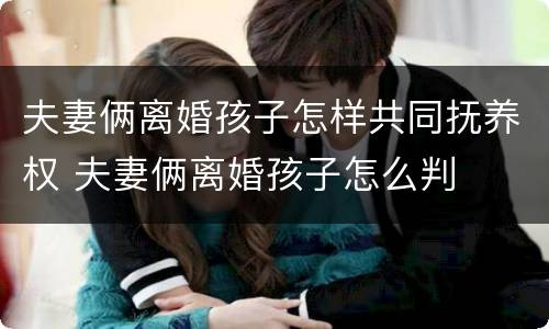 夫妻俩离婚孩子怎样共同抚养权 夫妻俩离婚孩子怎么判
