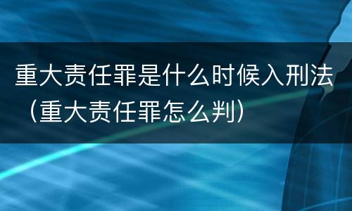 重大责任罪是什么时候入刑法（重大责任罪怎么判）