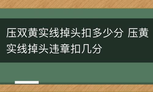 压双黄实线掉头扣多少分 压黄实线掉头违章扣几分
