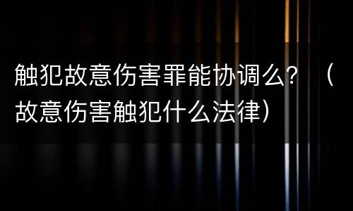 触犯故意伤害罪能协调么？（故意伤害触犯什么法律）