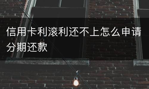 信用卡利滚利还不上怎么申请分期还款