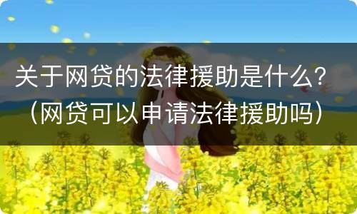 关于网贷的法律援助是什么？（网贷可以申请法律援助吗）