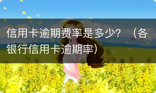 信用卡逾期费率是多少？（各银行信用卡逾期率）