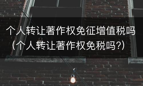 个人转让著作权免征增值税吗（个人转让著作权免税吗?）