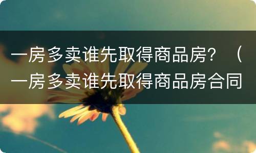 一房多卖谁先取得商品房？（一房多卖谁先取得商品房合同）