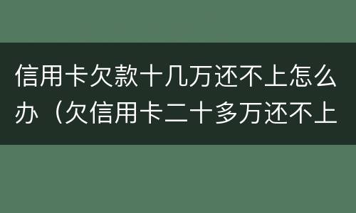 信用卡欠款十几万还不上怎么办（欠信用卡二十多万还不上怎么办）