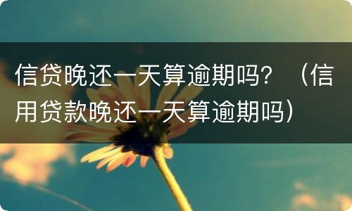 信贷晚还一天算逾期吗？（信用贷款晚还一天算逾期吗）