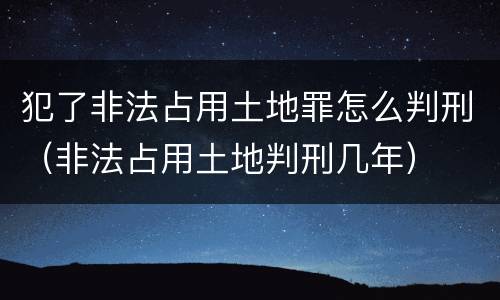 犯了非法占用土地罪怎么判刑（非法占用土地判刑几年）