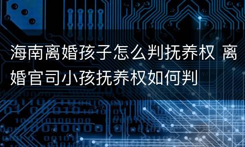 海南离婚孩子怎么判抚养权 离婚官司小孩抚养权如何判