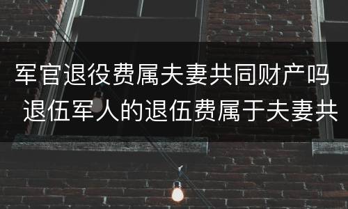 军官退役费属夫妻共同财产吗 退伍军人的退伍费属于夫妻共同财产吗