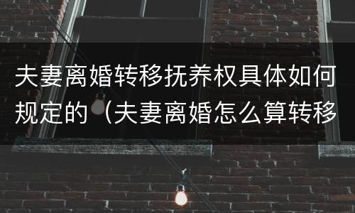 夫妻离婚转移抚养权具体如何规定的（夫妻离婚怎么算转移资产）